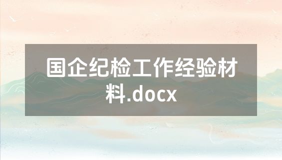 国企纪检工作经验材料.docx