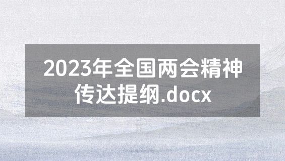 2023年全国两会精神传达提纲.docx
