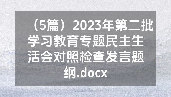（5篇）2023年第二批学习教育专题民主生活会对照检查发言题纲.docx