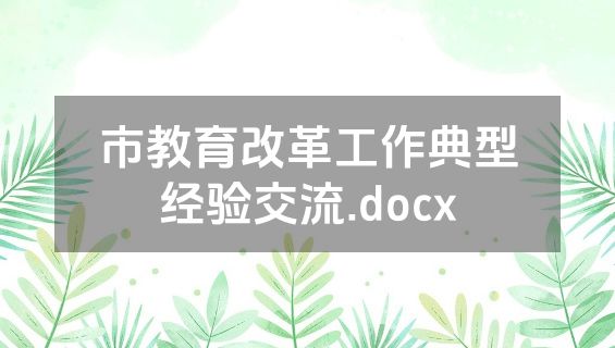 市教育改革工作典型经验交流.docx