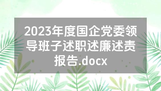 2023年度国企党委领导班子述职述廉述责报告.docx