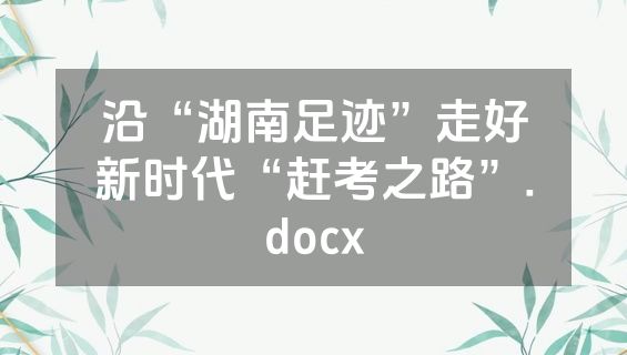 沿“湖南足迹”走好新时代“赶考之路”.docx