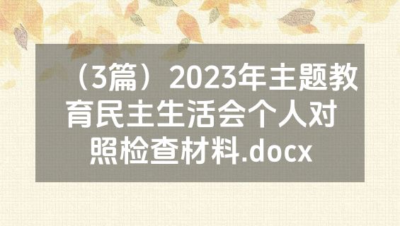 （3篇）2023年主题教育民主生活会个人对照检查材料.docx