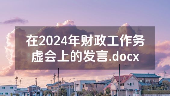 在2024年财政工作务虚会上的发言.docx