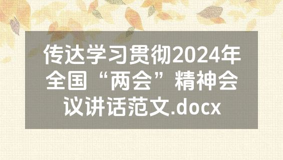 传达学习贯彻2024年全国“两会”精神会议讲话范文.docx