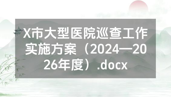 X市大型医院巡查工作实施方案（2024—2026年度）.docx