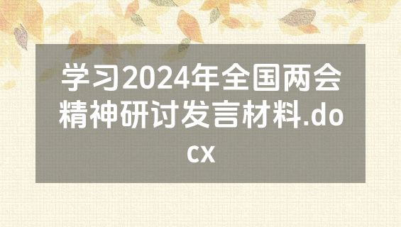 学习2024年全国两会精神研讨发言材料.docx