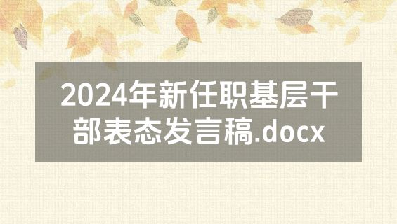 2024年新任职基层干部表态发言稿.docx