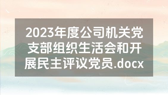 2023年度公司机关党支部组织生活会和开展民主评议党员.docx