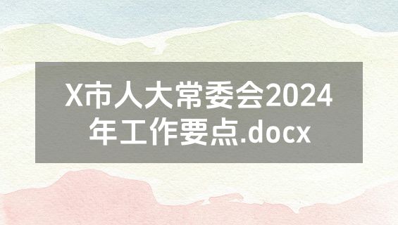 X市人大常委会2024年工作要点.docx