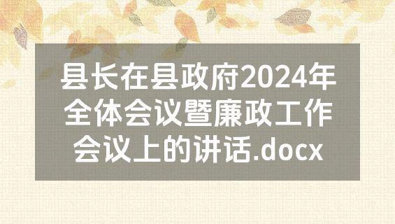 县长在县政府2024年全体会议暨廉政工作会议上的讲话.docx