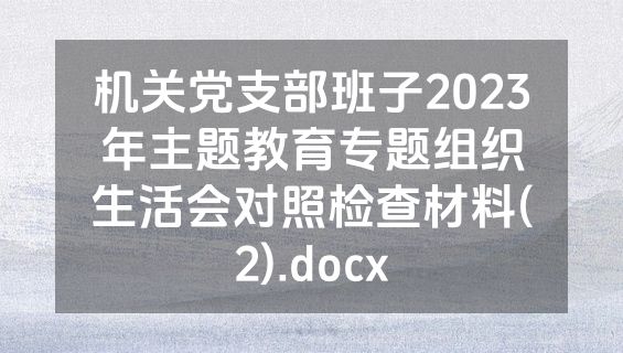 机关党支部班子2023年主题教育专题组织生活会对照检查材料(2).docx