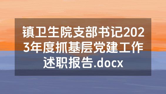 镇卫生院支部书记2023年度抓基层党建工作述职报告.docx