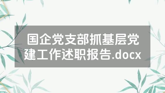 国企党支部抓基层党建工作述职报告.docx