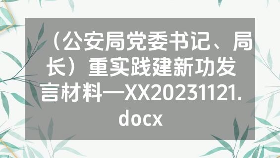 （公安局党委书记、局长）重实践建新功发言材料—XX20231121.docx