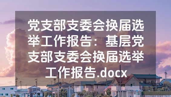 党支部支委会换届选举工作报告：基层党支部支委会换届选举工作报告.docx
