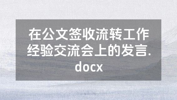 在公文签收流转工作经验交流会上的发言.docx