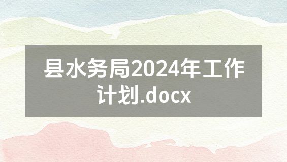 县水务局2024年工作计划.docx