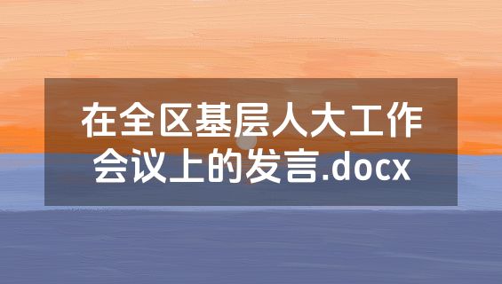 在全区基层人大工作会议上的发言.docx