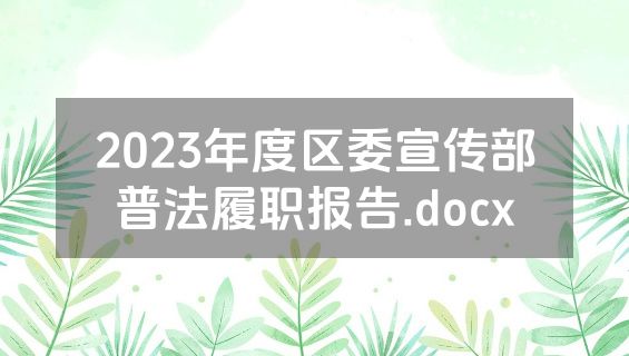 2023年度区委宣传部普法履职报告.docx