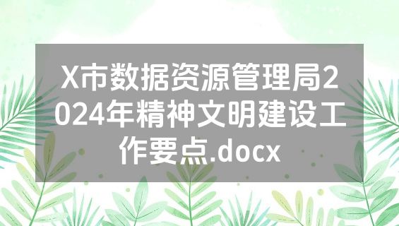 X市数据资源管理局2024年精神文明建设工作要点.docx
