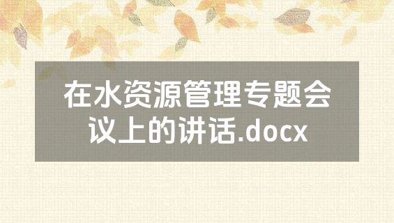 在水资源管理专题会议上的讲话.docx