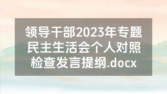 领导干部2023年专题民主生活会个人对照检查发言提纲.docx
