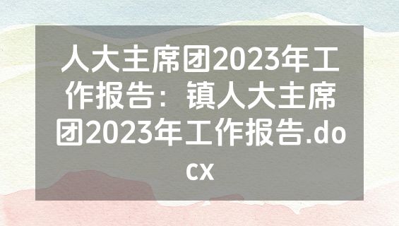 人大主席团2023年工作报告：镇人大主席团2023年工作报告.docx