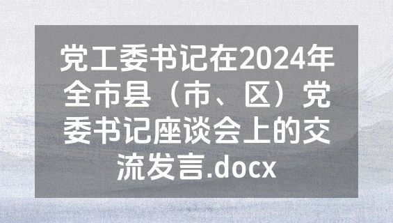 党工委书记在2024年全市县（市、区）党委书记座谈会上的交流发言.docx