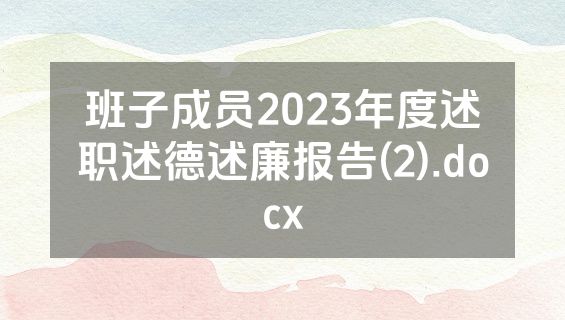 班子成员2023年度述职述德述廉报告(2).docx