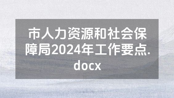 市人力资源和社会保障局2024年工作要点.docx