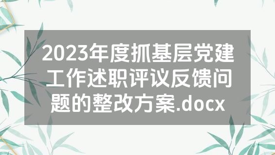 2023年度抓基层党建工作述职评议反馈问题的整改方案.docx