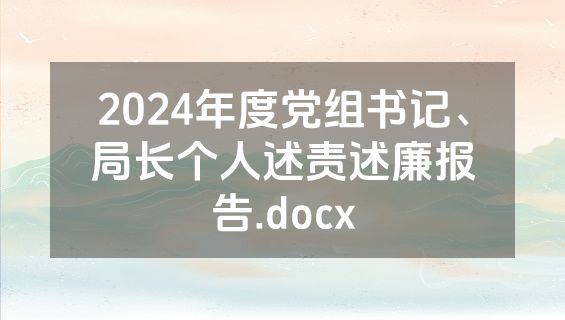 2024年度党组书记、局长个人述责述廉报告.docx