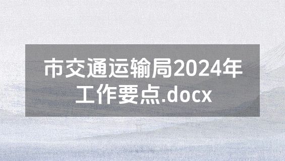 市交通运输局2024年工作要点.docx