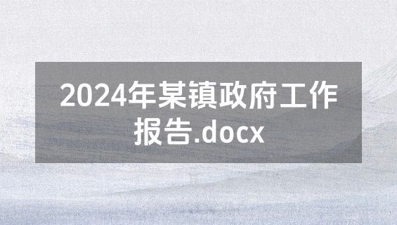 2024年某镇政府工作报告.docx