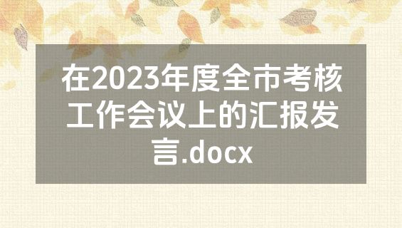 在2023年度全市考核工作会议上的汇报发言.docx