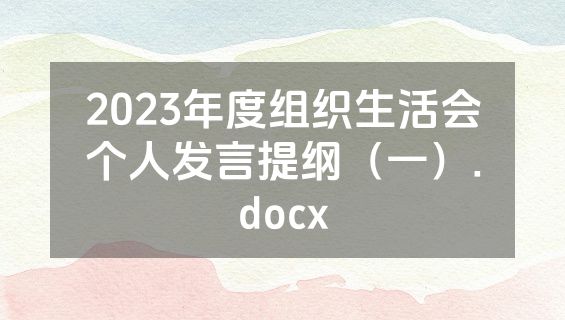 2023年度组织生活会个人发言提纲（一）.docx