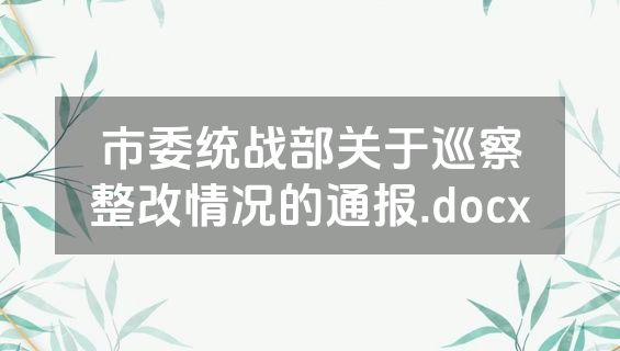 市委统战部关于巡察整改情况的通报.docx