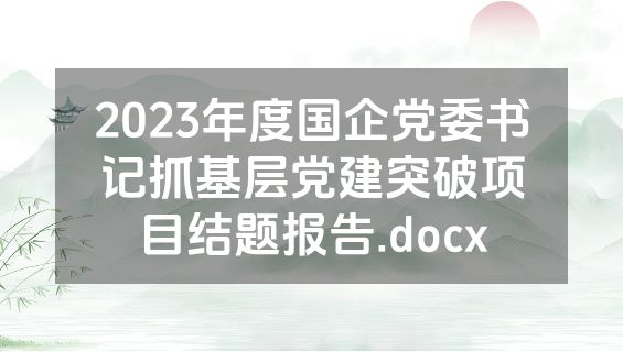 2023年度国企党委书记抓基层党建突破项目结题报告.docx