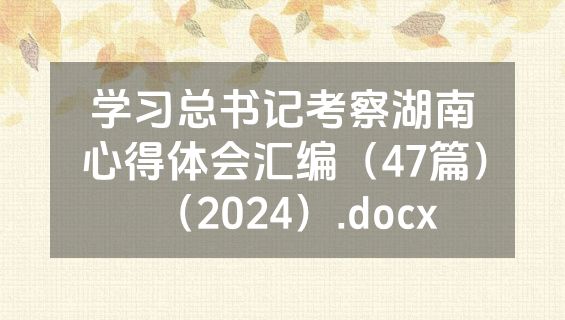 学习总书记考察湖南心得体会汇编（47篇）（2024）.docx