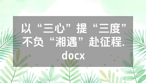 以“三心”提“三度”不负“湘遇”赴征程.docx