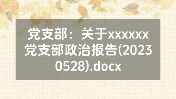 党支部：关于xxxxxx党支部政治报告(20230528).docx