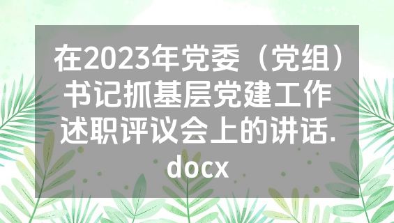 在2023年党委（党组）书记抓基层党建工作述职评议会上的讲话.docx