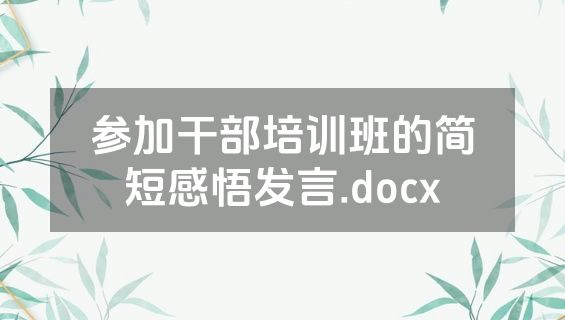 参加干部培训班的简短感悟发言.docx