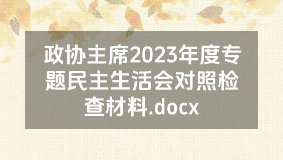 政协主席2023年度专题民主生活会对照检查材料.docx