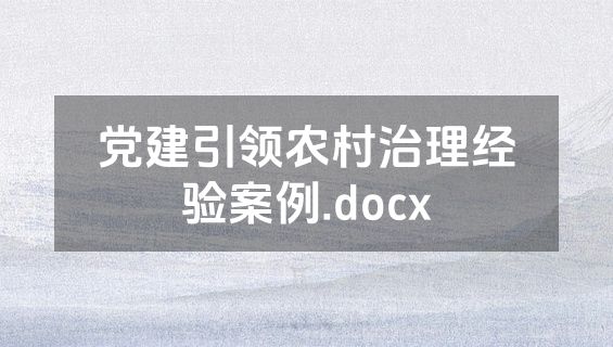 党建引领农村治理经验案例.docx