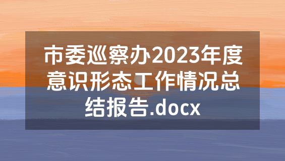 市委巡察办2023年度意识形态工作情况总结报告.docx
