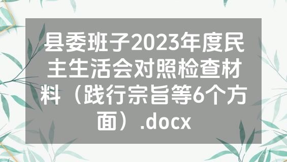 县委班子2023年度民主生活会对照检查材料（践行宗旨等6个方面）.docx