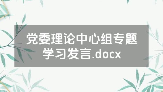 党委理论中心组专题学习发言.docx