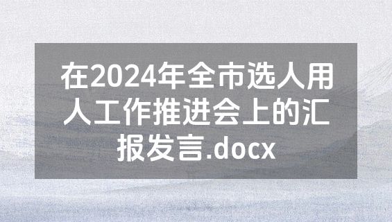 在2024年全市选人用人工作推进会上的汇报发言.docx